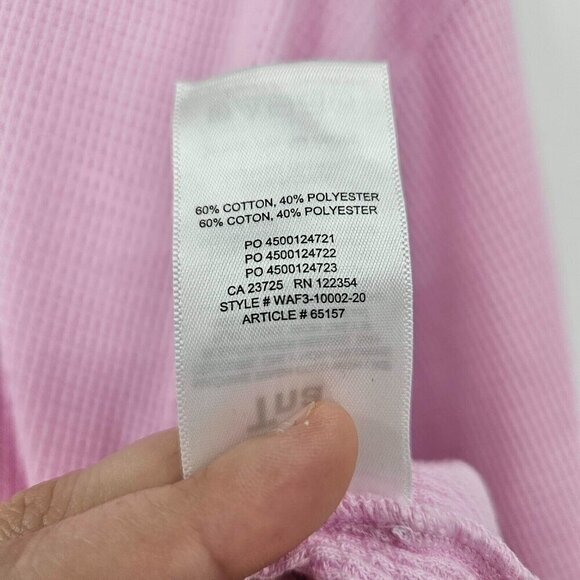 TNA Aritzia Waffle Crew Boxy Long Sleeve Top Pink Women’s Size XS Thermal Crop - Picture 7 of 9